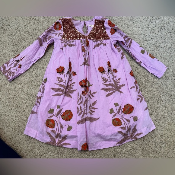 EUC - Pink Chicken Floral Sequin Dress - Picture 1 of 2